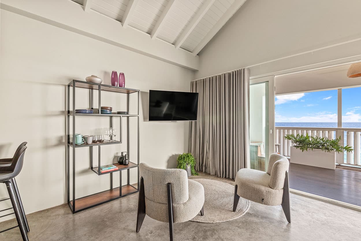 Living room with modern interior and smart TV